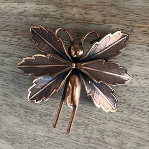 Copper by Bell butterfly brooch